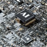 Will AI replace jobs concept showing a professional collaborating with digital systems